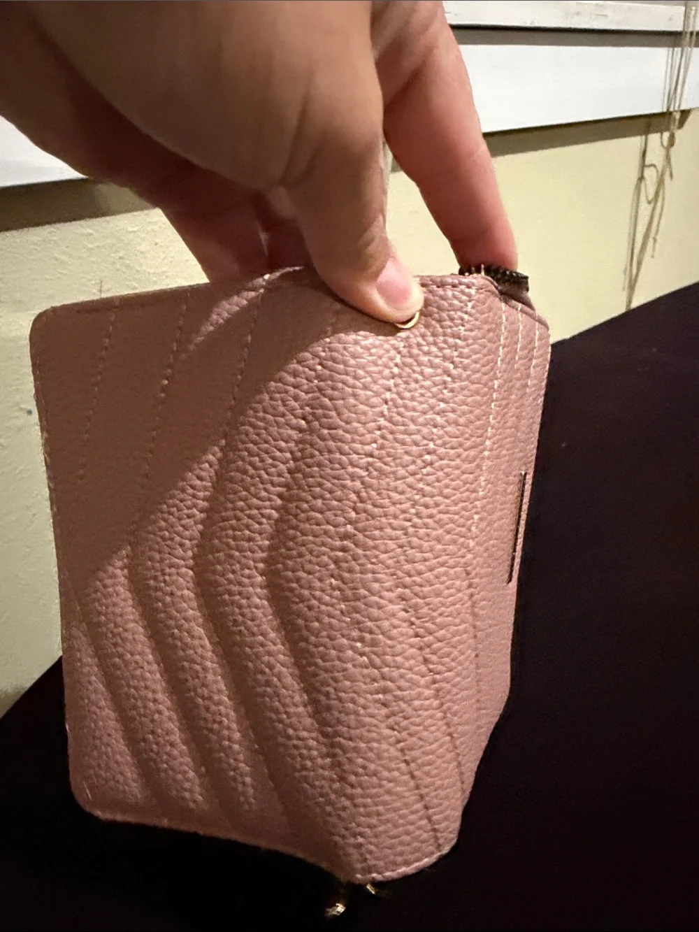 Rampage Quilted Pebble Zip Wallet - Blush Pink with Gold Hardware